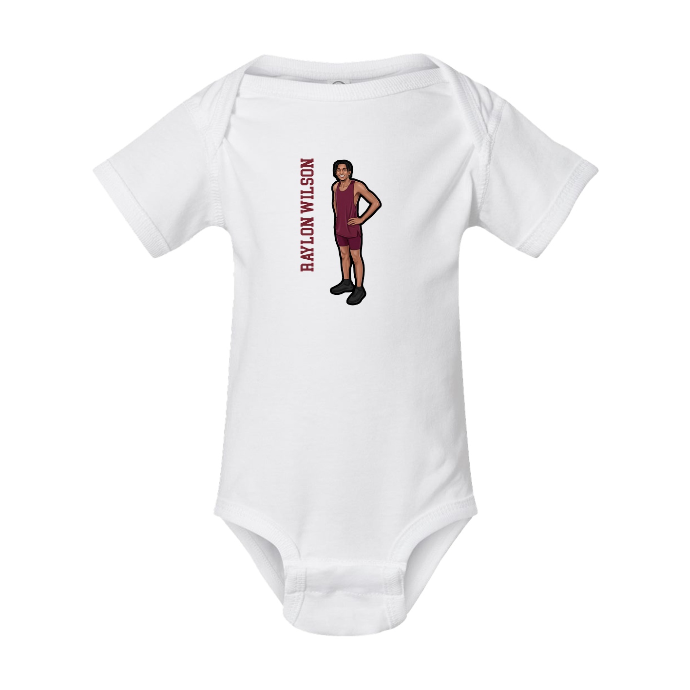 Baby Onesie — Name Vertical in White