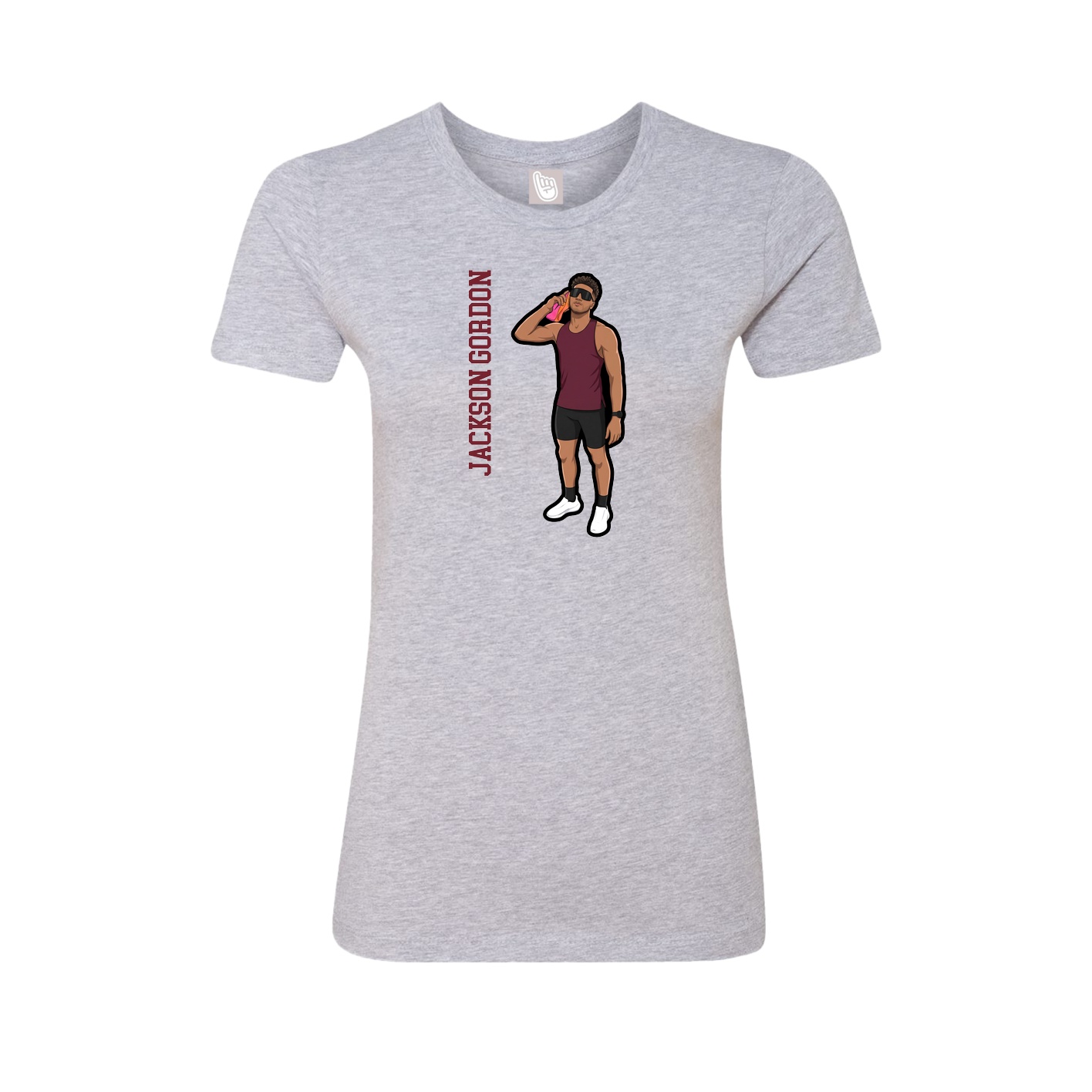 Fitted Women's Tee — Name Vertical in Grey