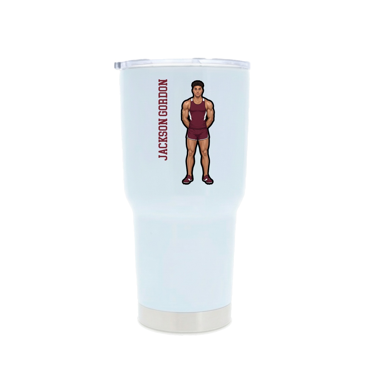 30oz Stainless Steel Tumbler — Name Vertical in White