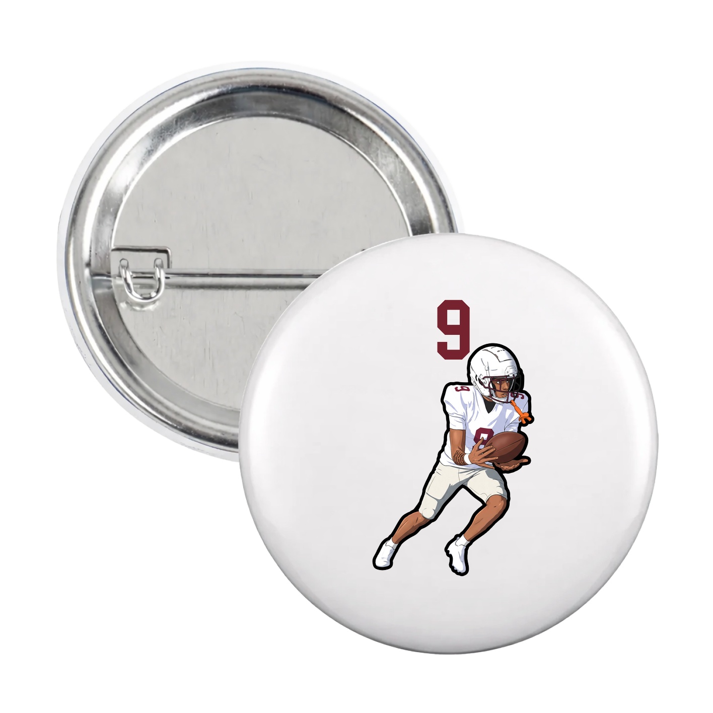Game Day Button — Number Top in White