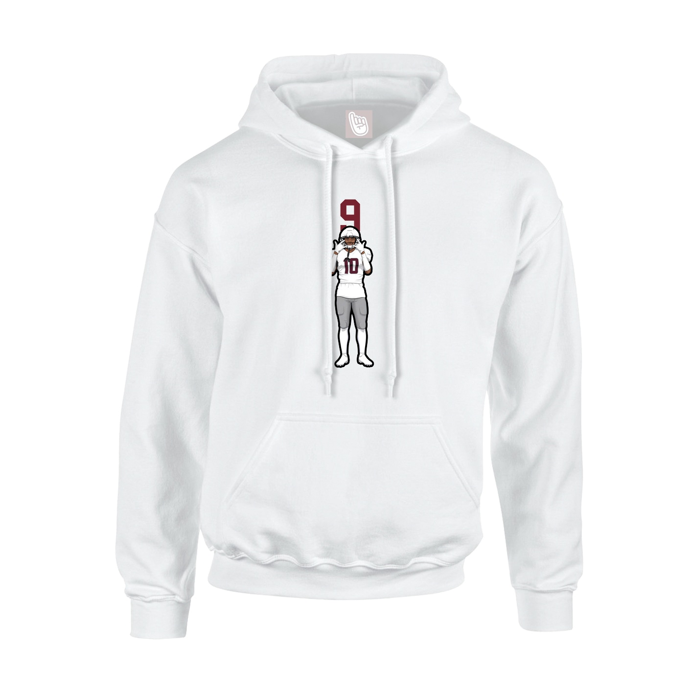 Youth Hoodie — Number Top in White
