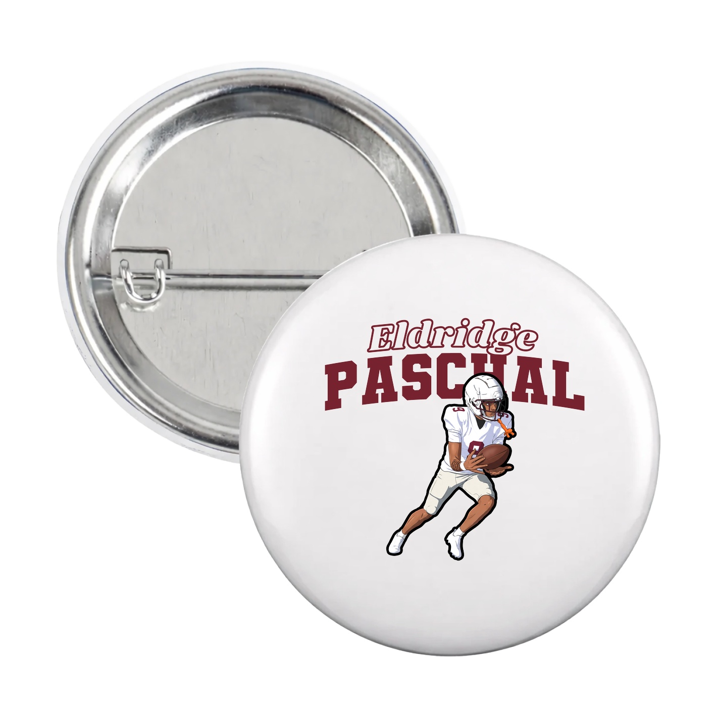 Game Day Button — Name Arch in White