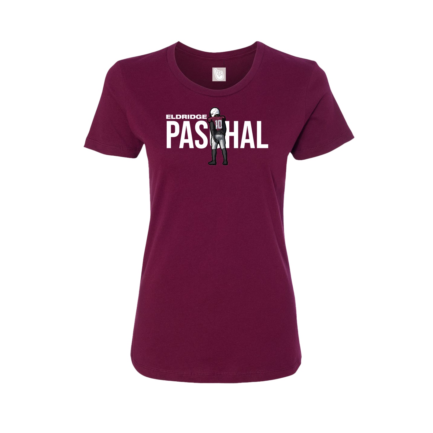 Fitted Women's Tee — Player Name in Maroon