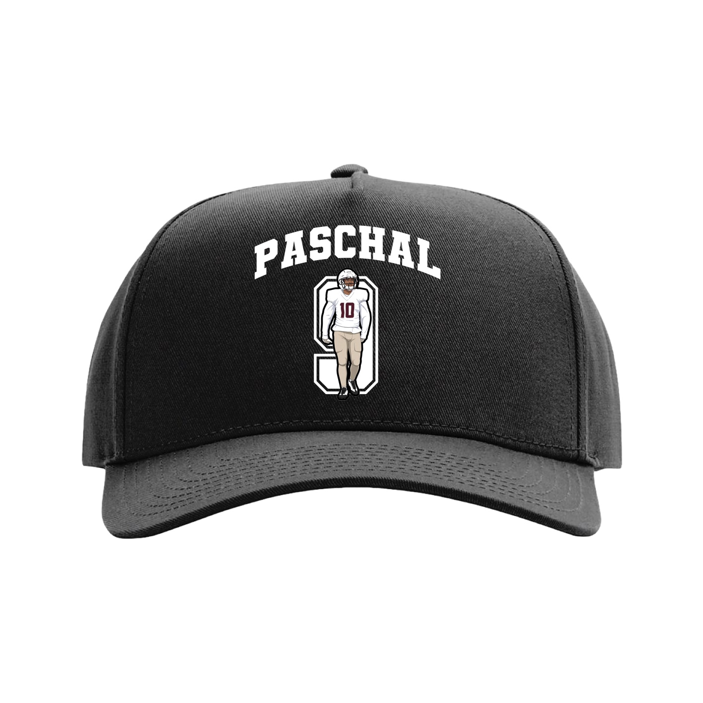 Full Fabric Five-Panel Champ Cap — Number in Black