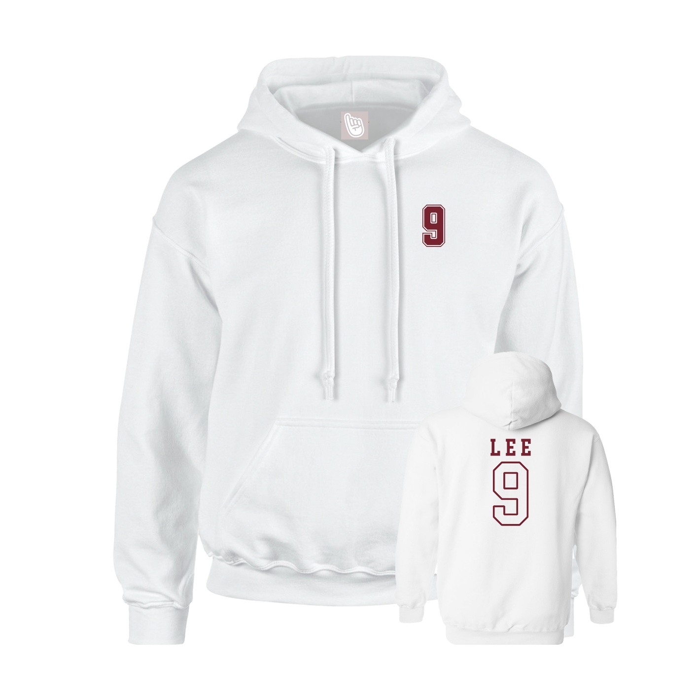 Youth Hoodie — Chest Back in White