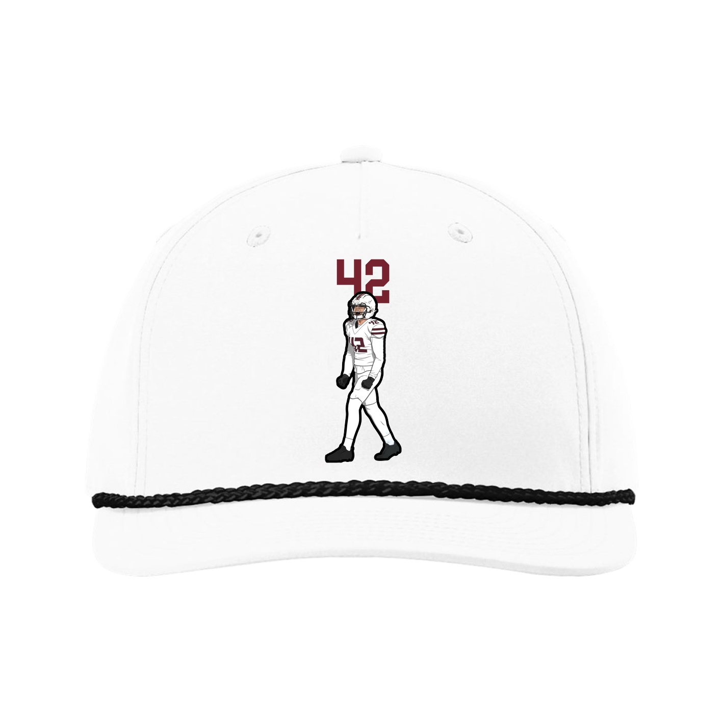 Five-Panel Classic Rope Cap — Number Top in White