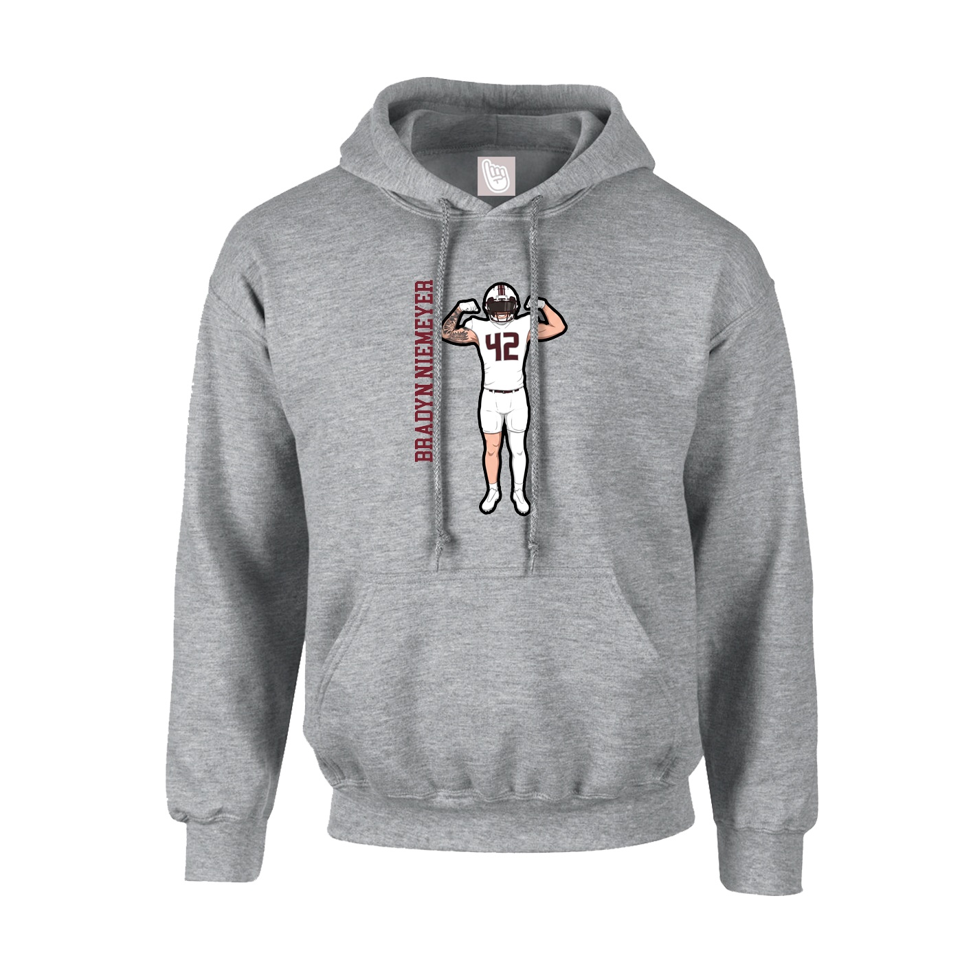 Hoodie — Name Vertical in Grey