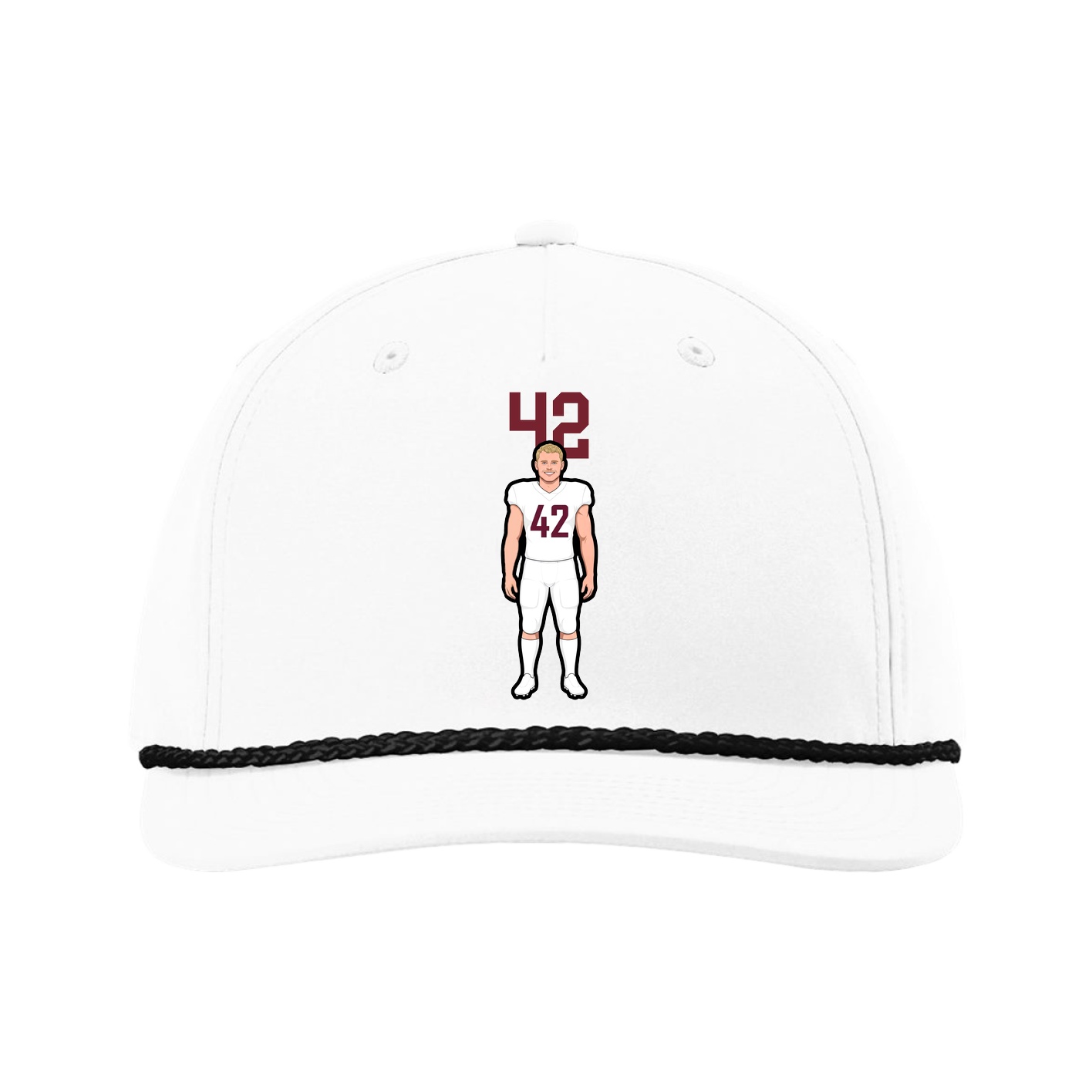 Five-Panel Classic Rope Cap — Number Top in White