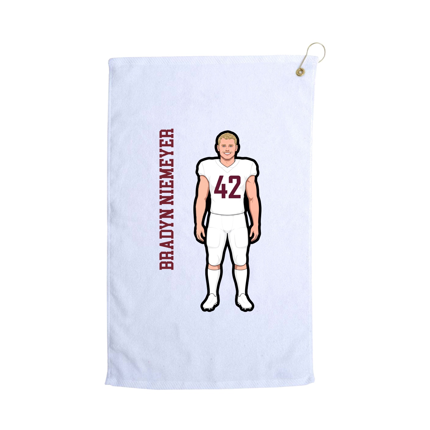 Golf Towel — Name Vertical in White