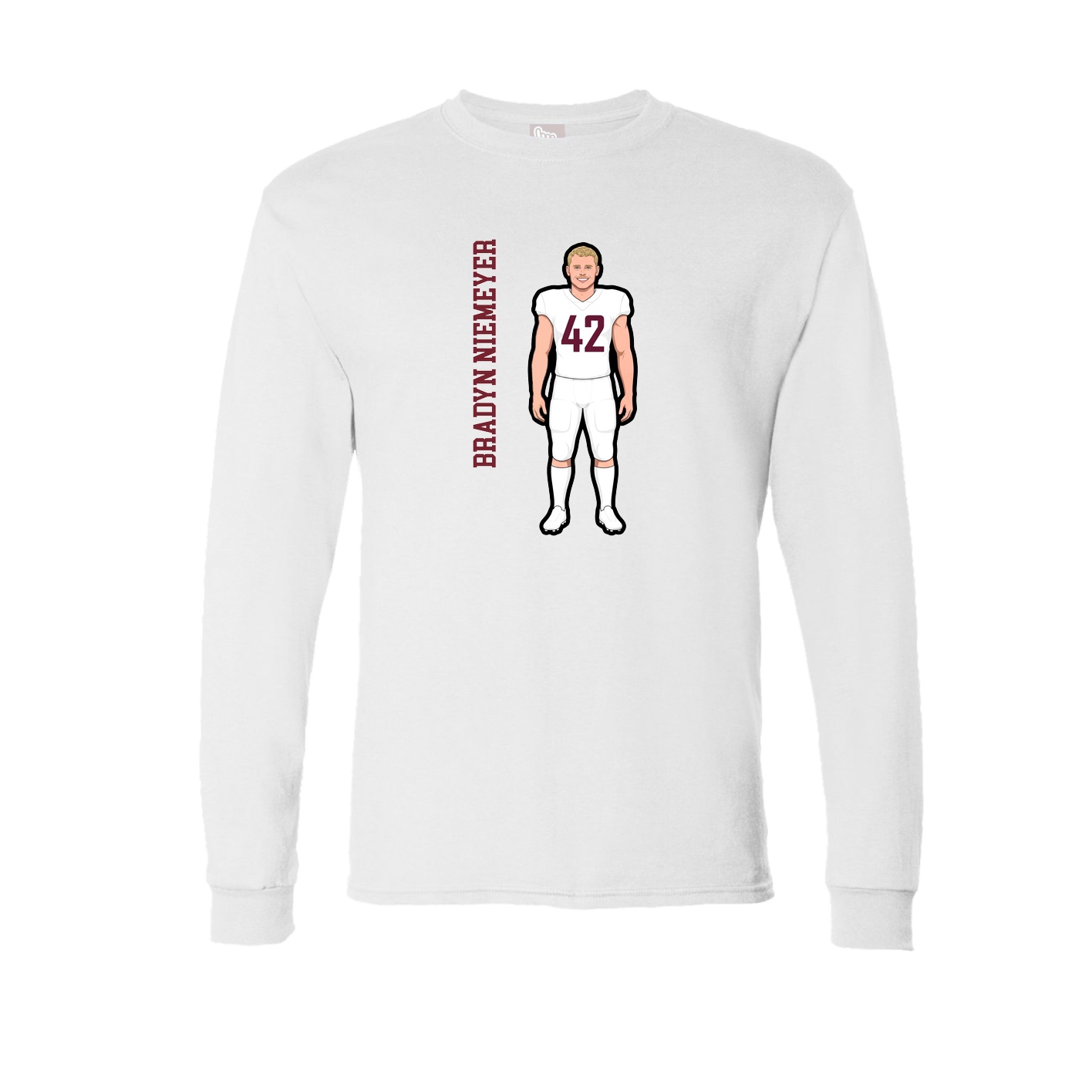 Long Sleeve Tee — Name Vertical in White