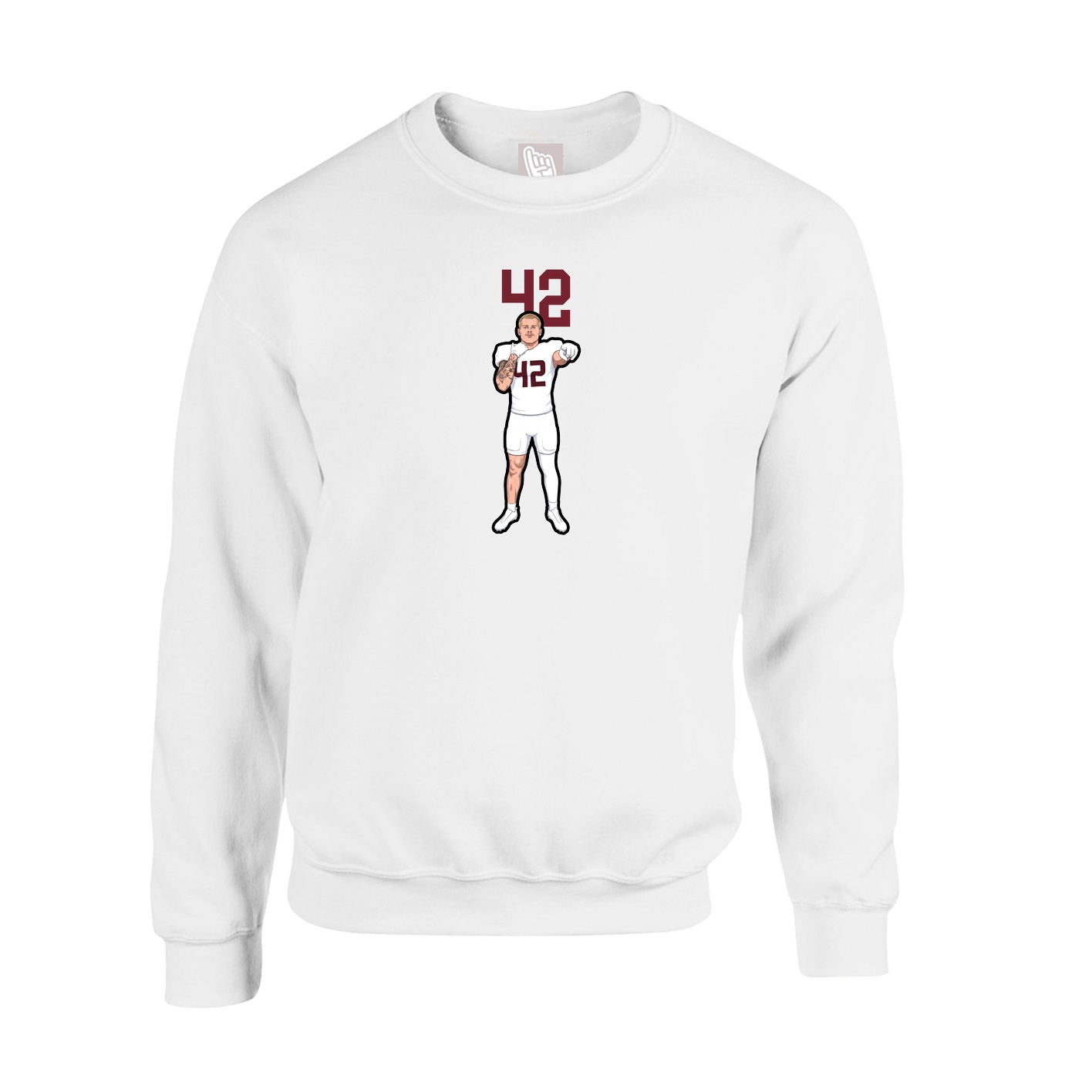 Fleece Crew — Number Top in White