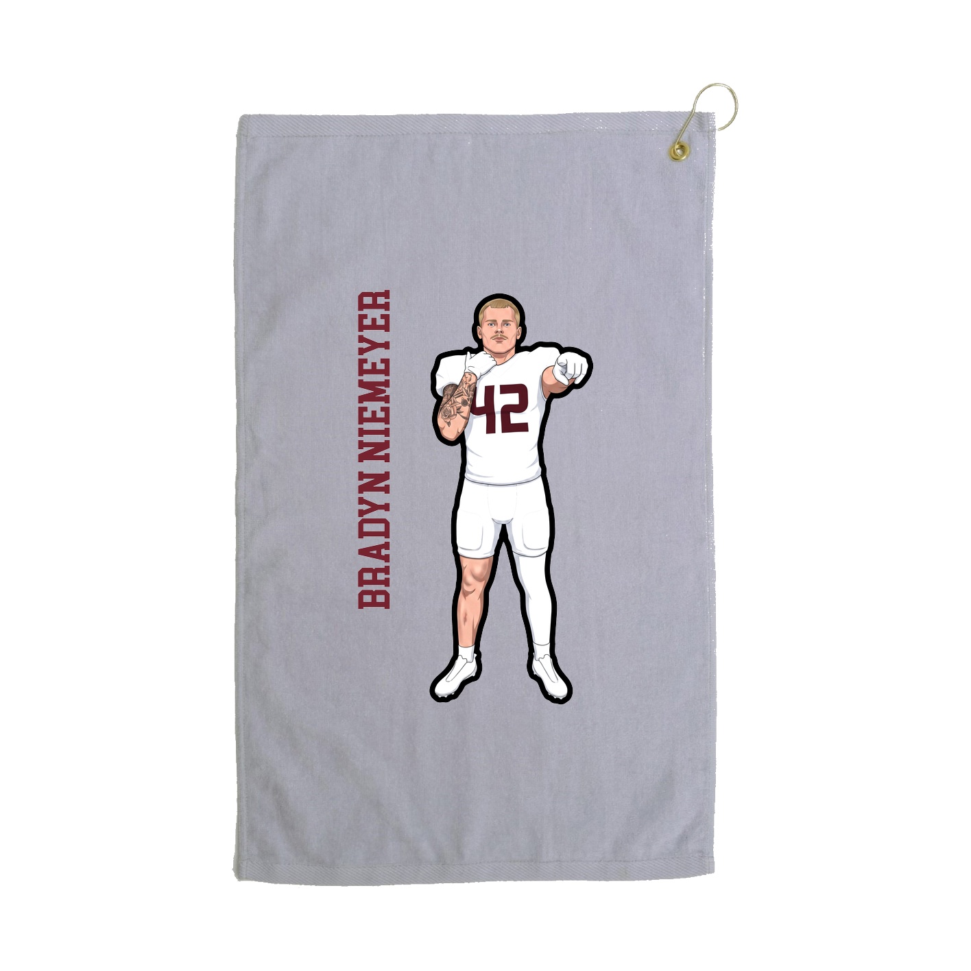 Golf Towel — Name Vertical in Grey