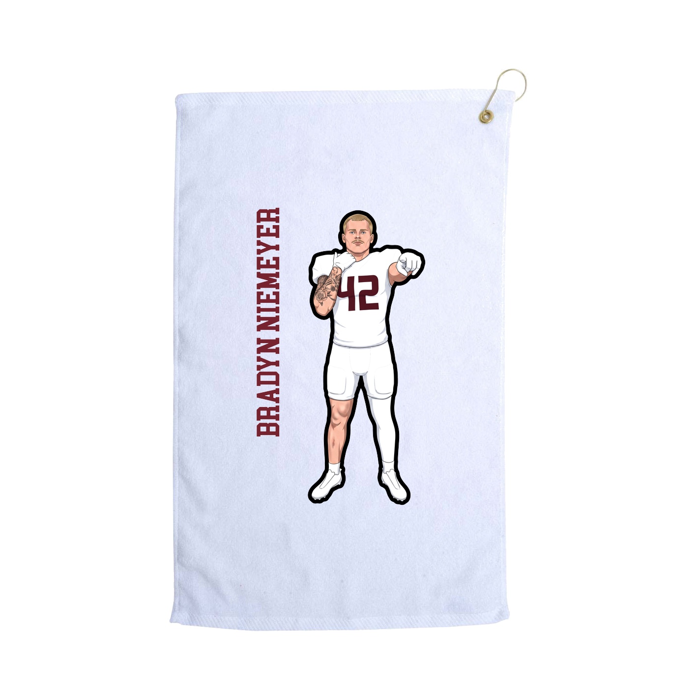 Golf Towel — Name Vertical in White