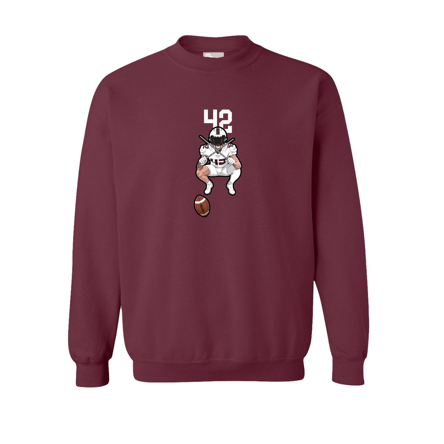 Fleece Crew — Number Top in Maroon