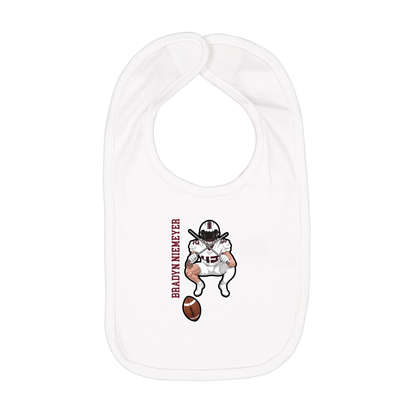 Infant Bib — Name Vertical in White