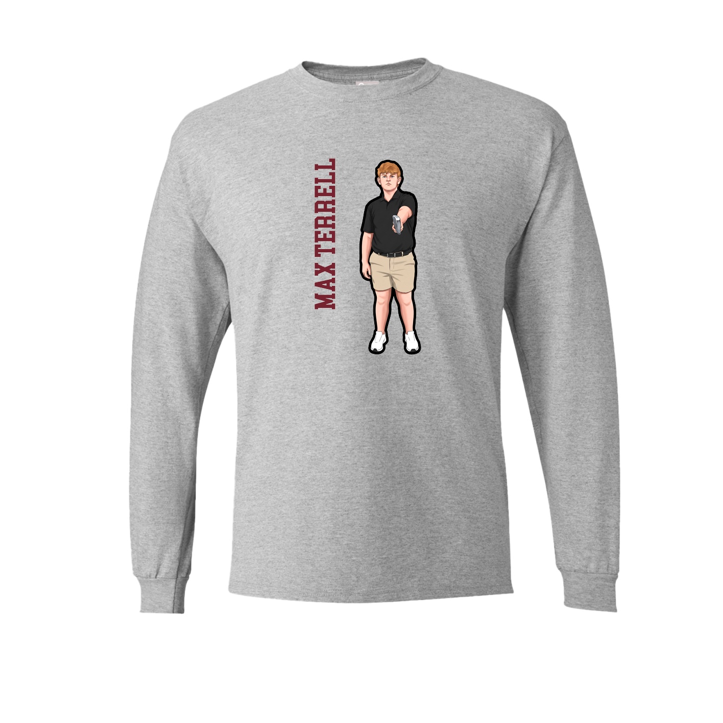 Long Sleeve Tee — Name Vertical in Grey