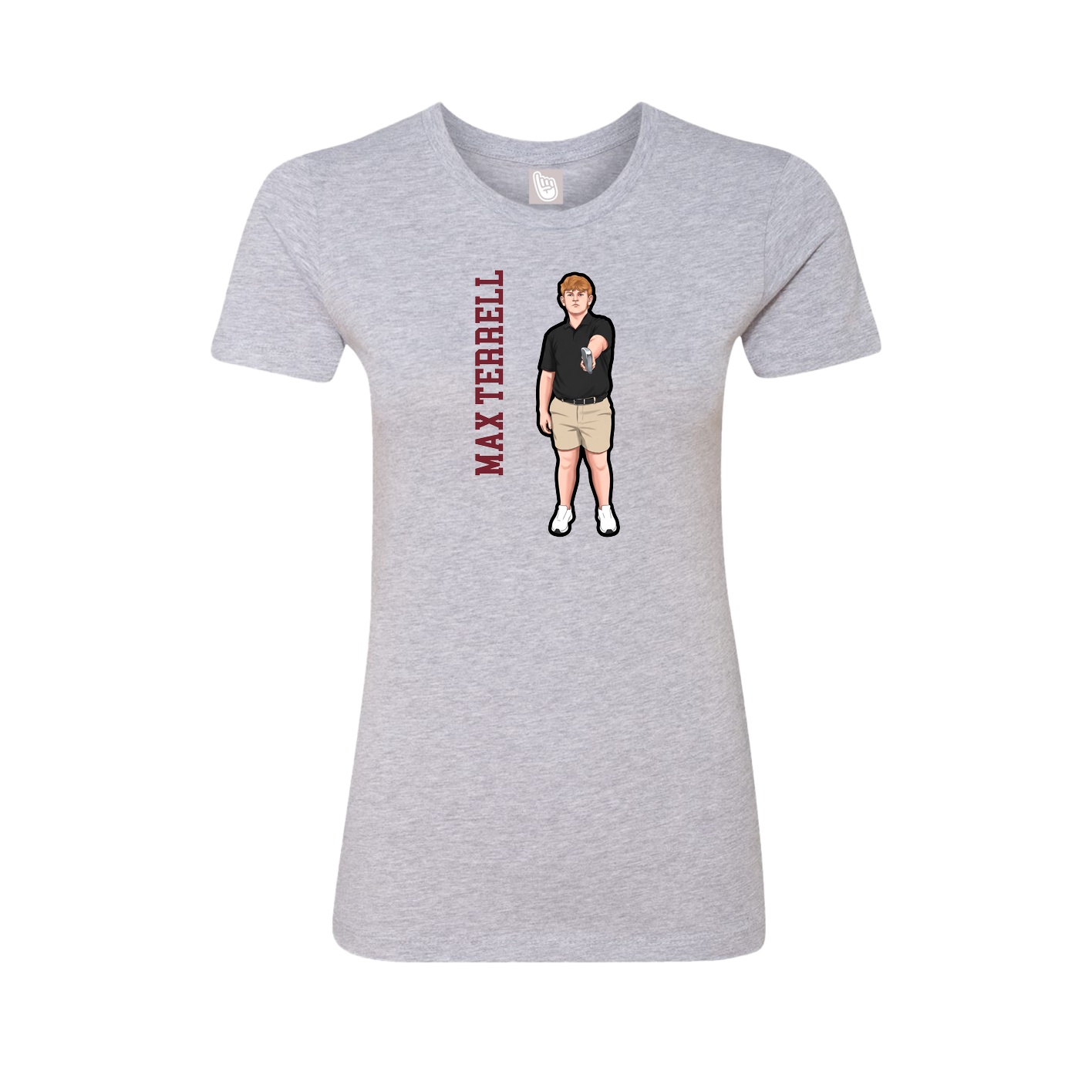 Fitted Women's Tee — Name Vertical in Grey