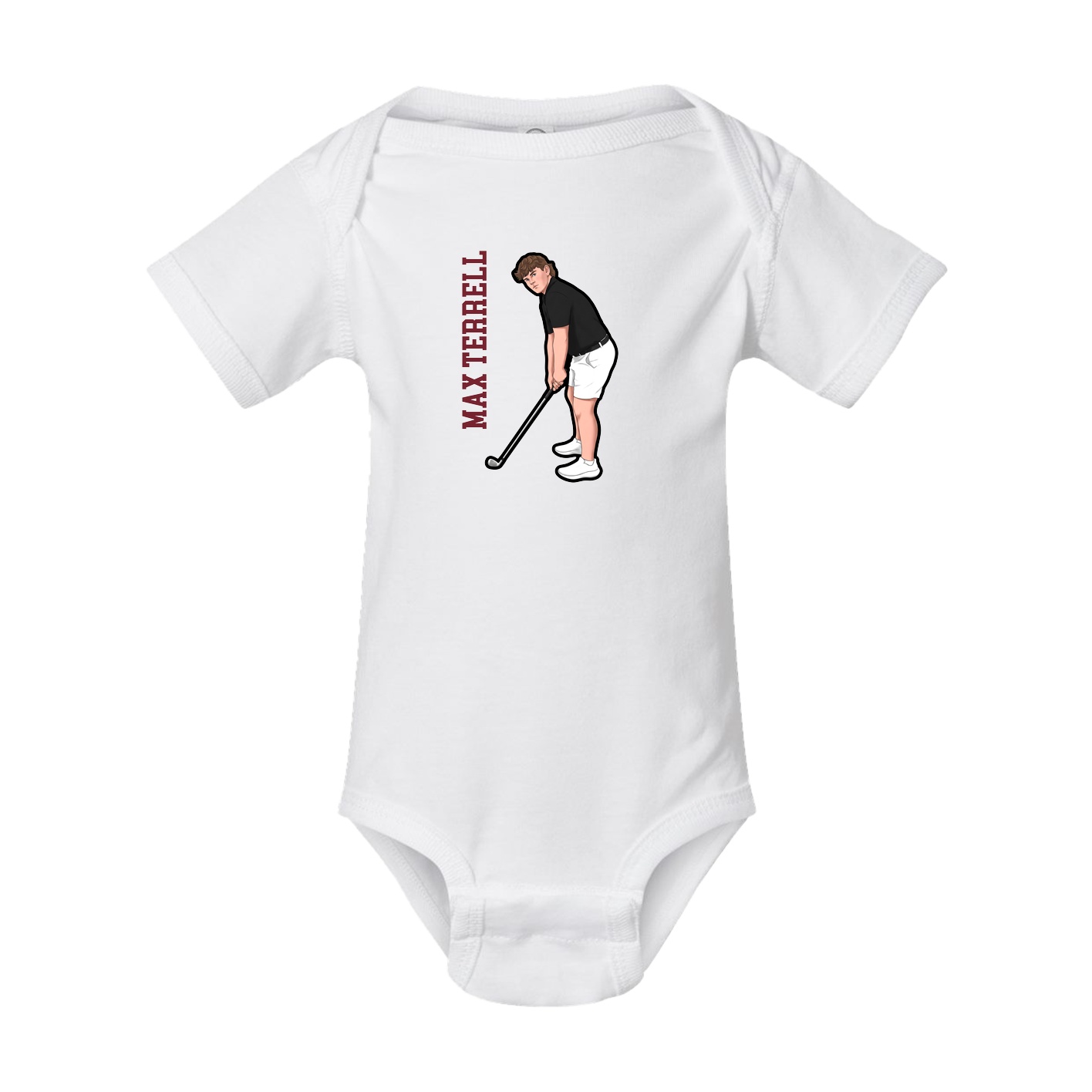 Baby Onesie — Name Vertical in White