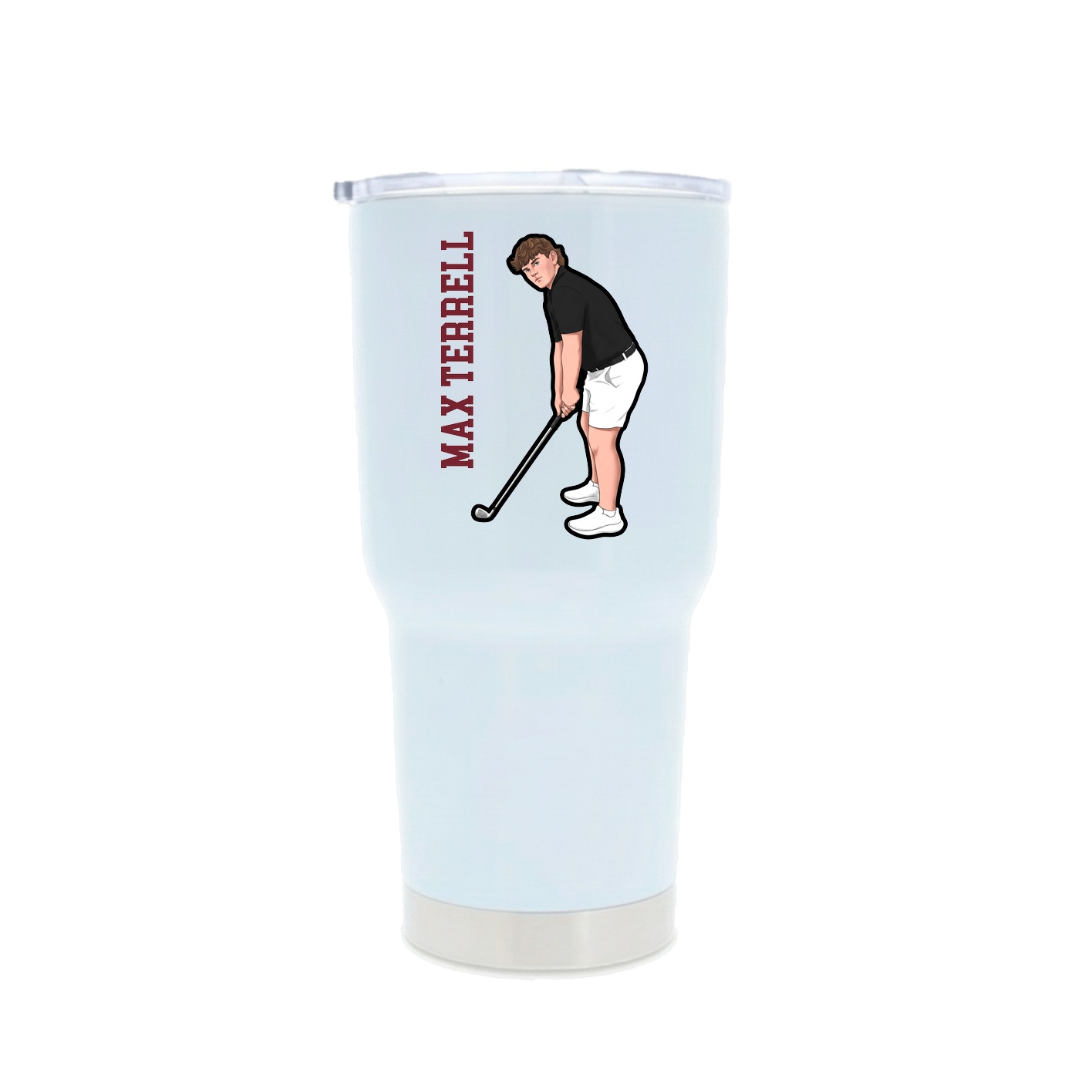 30oz Stainless Steel Tumbler — Name Vertical in White