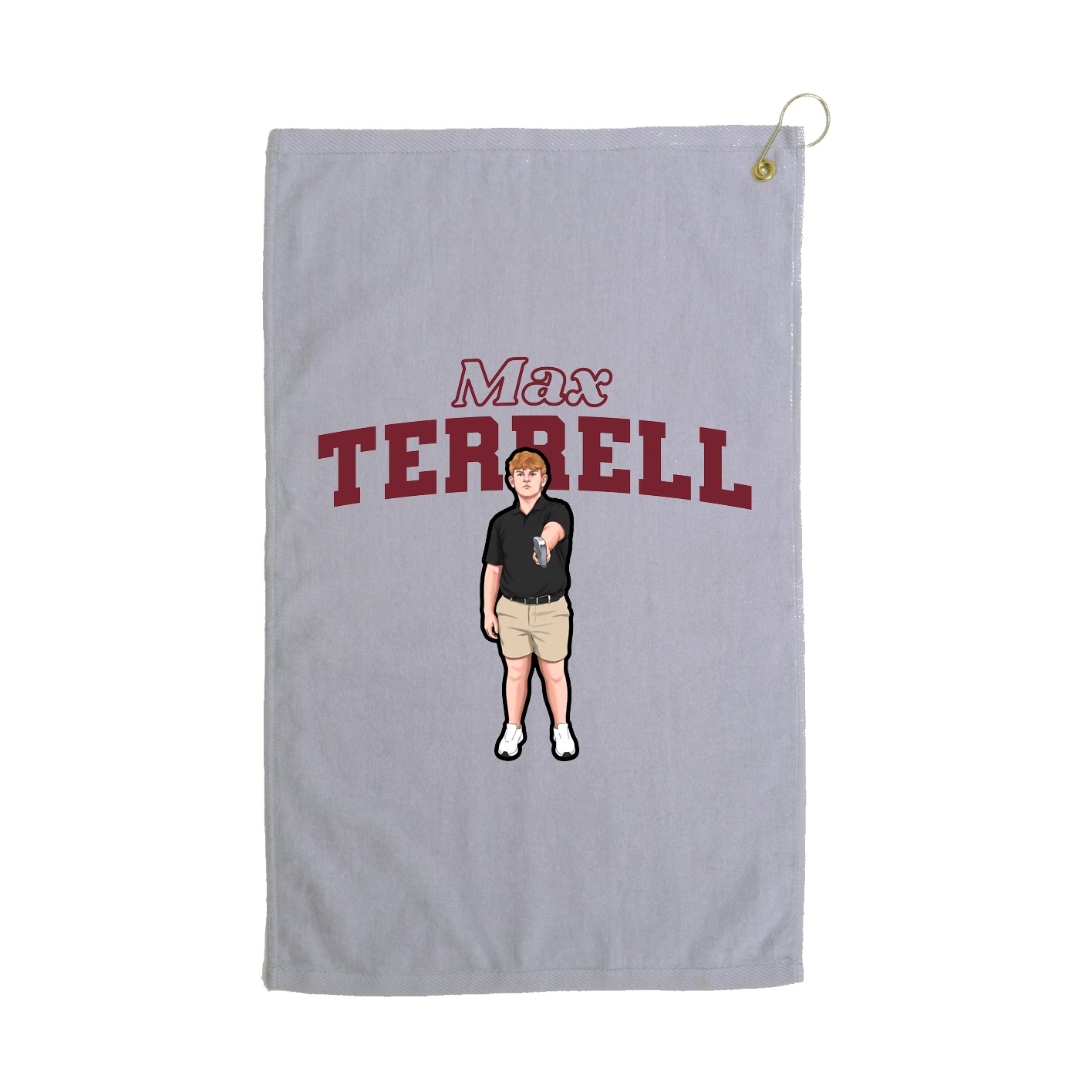 Golf Towel — Name Arch in Grey