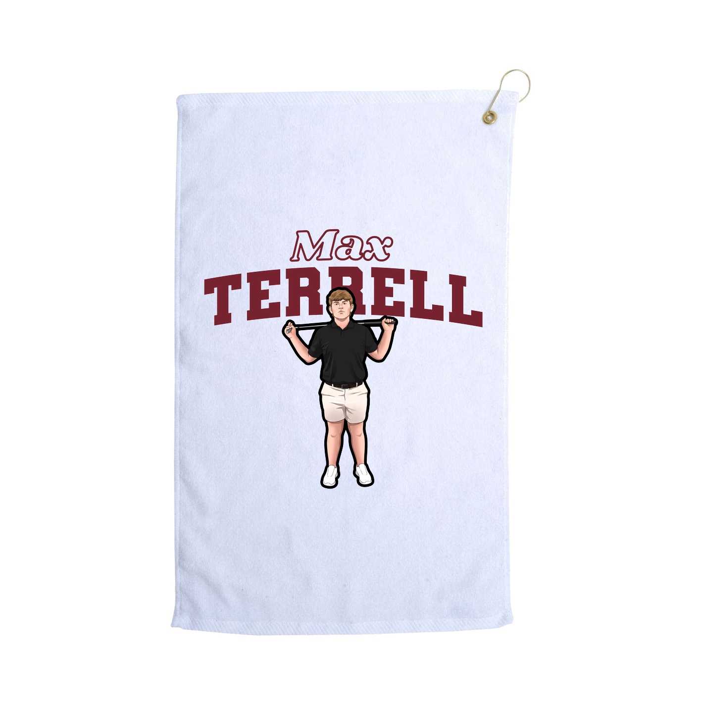 Golf Towel — Name Arch in White