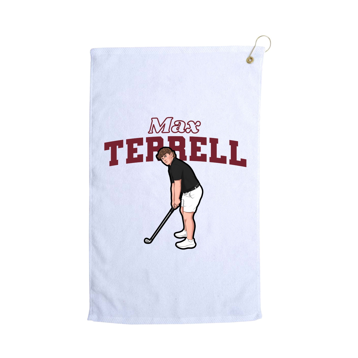 Golf Towel — Name Arch in White
