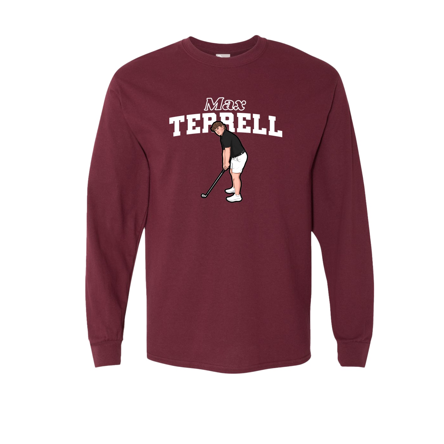Long Sleeve Tee — Name Arch in Maroon
