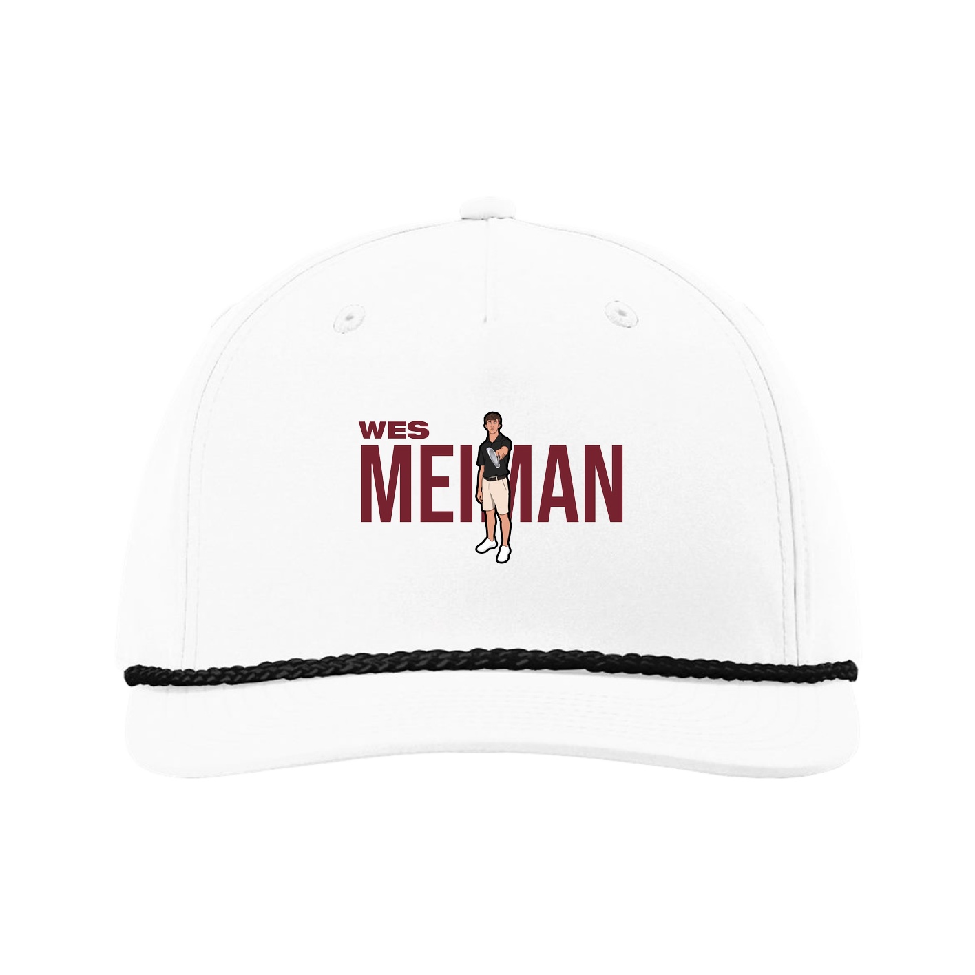 Five-Panel Classic Rope Cap — Player Name in White
