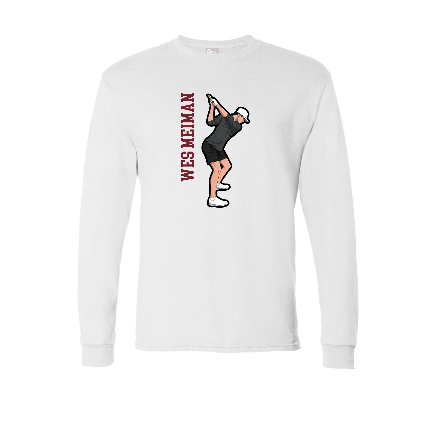 Long Sleeve Tee — Name Vertical in White