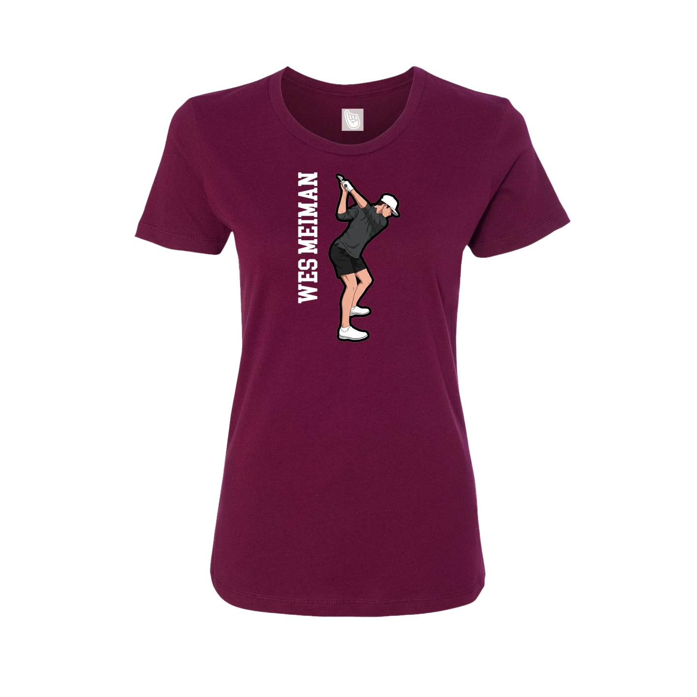 Fitted Women's Tee — Name Vertical in Maroon
