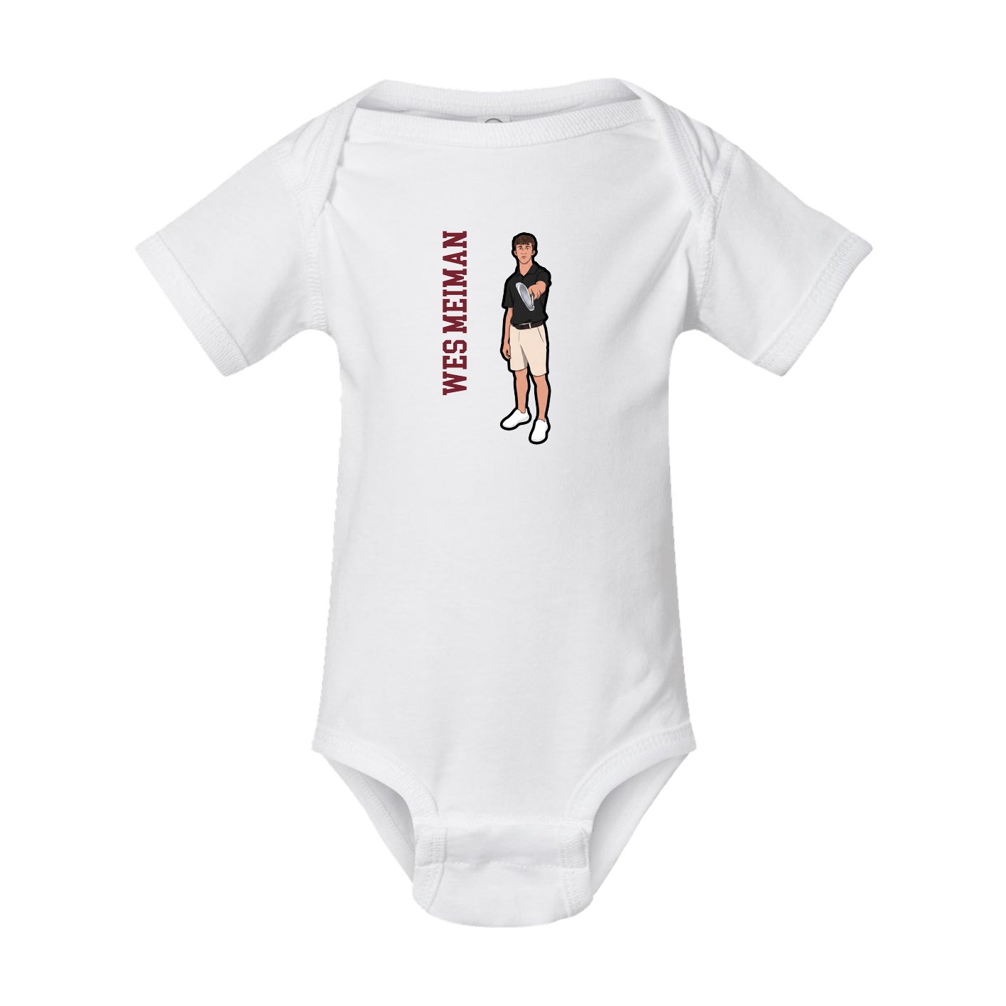 Baby Onesie — Name Vertical in White