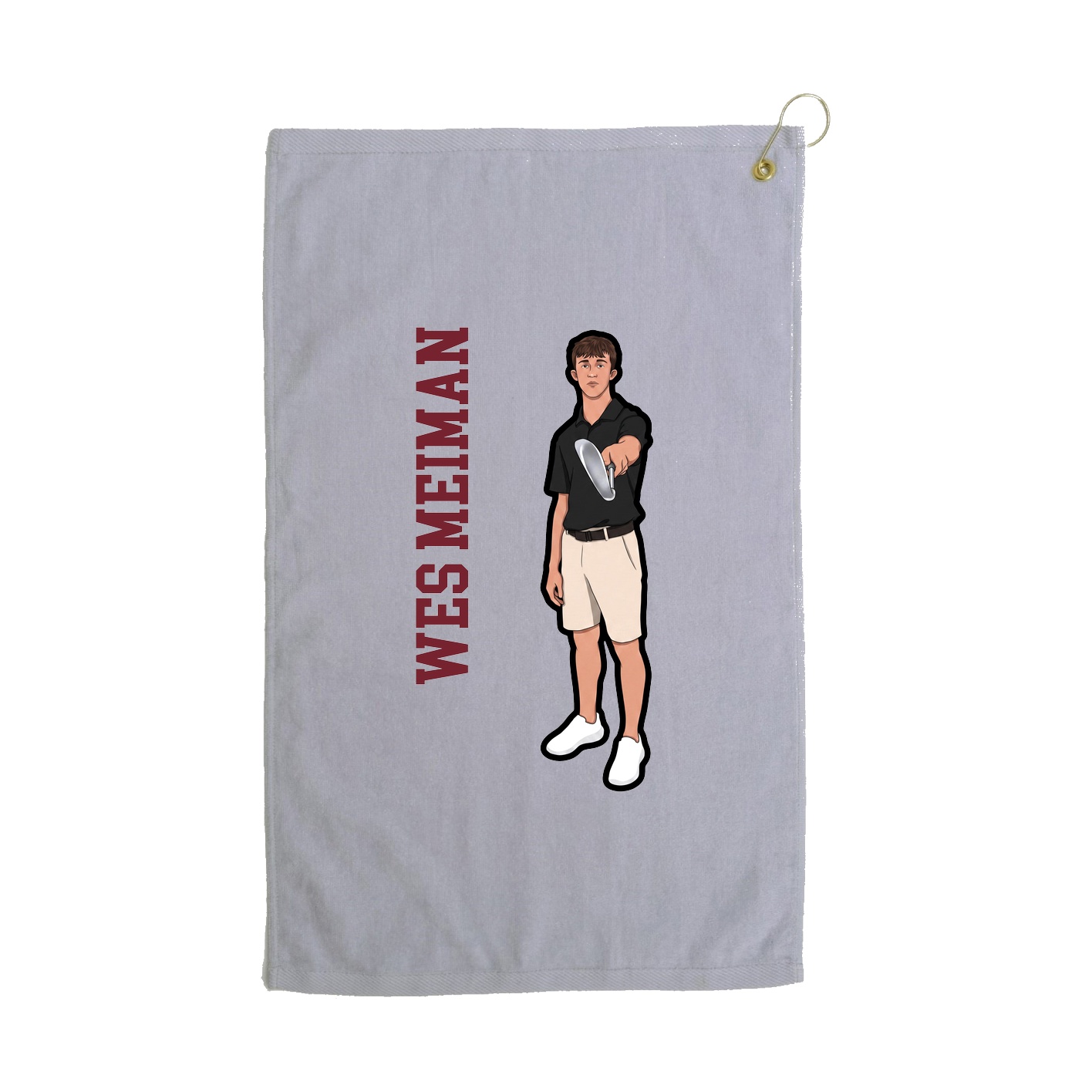 Golf Towel — Name Vertical in Grey