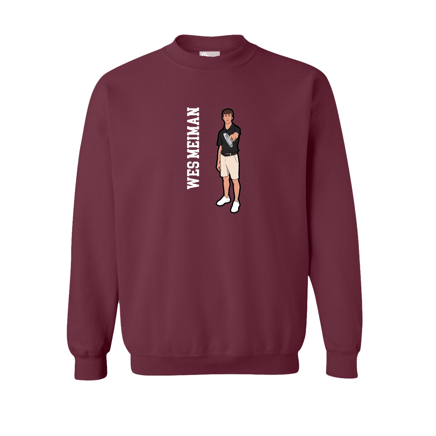 Fleece Crew — Name Vertical in Maroon