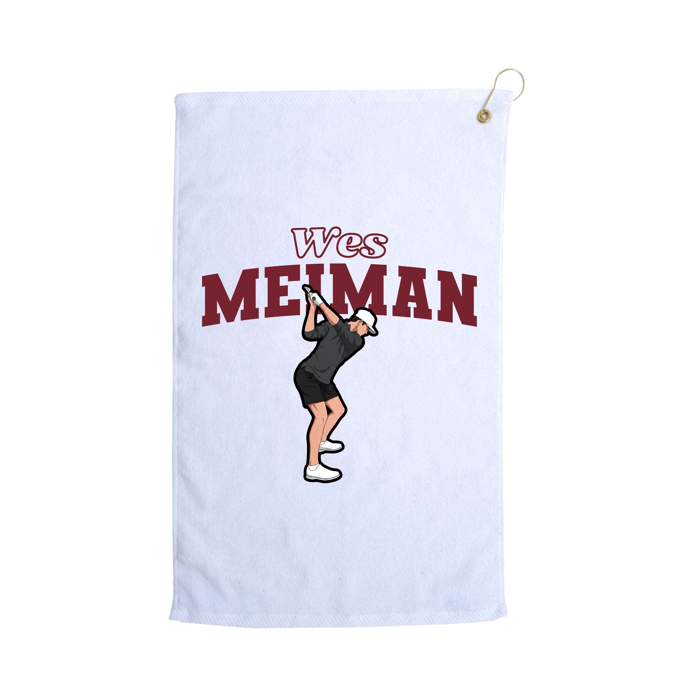Golf Towel — Name Arch in White