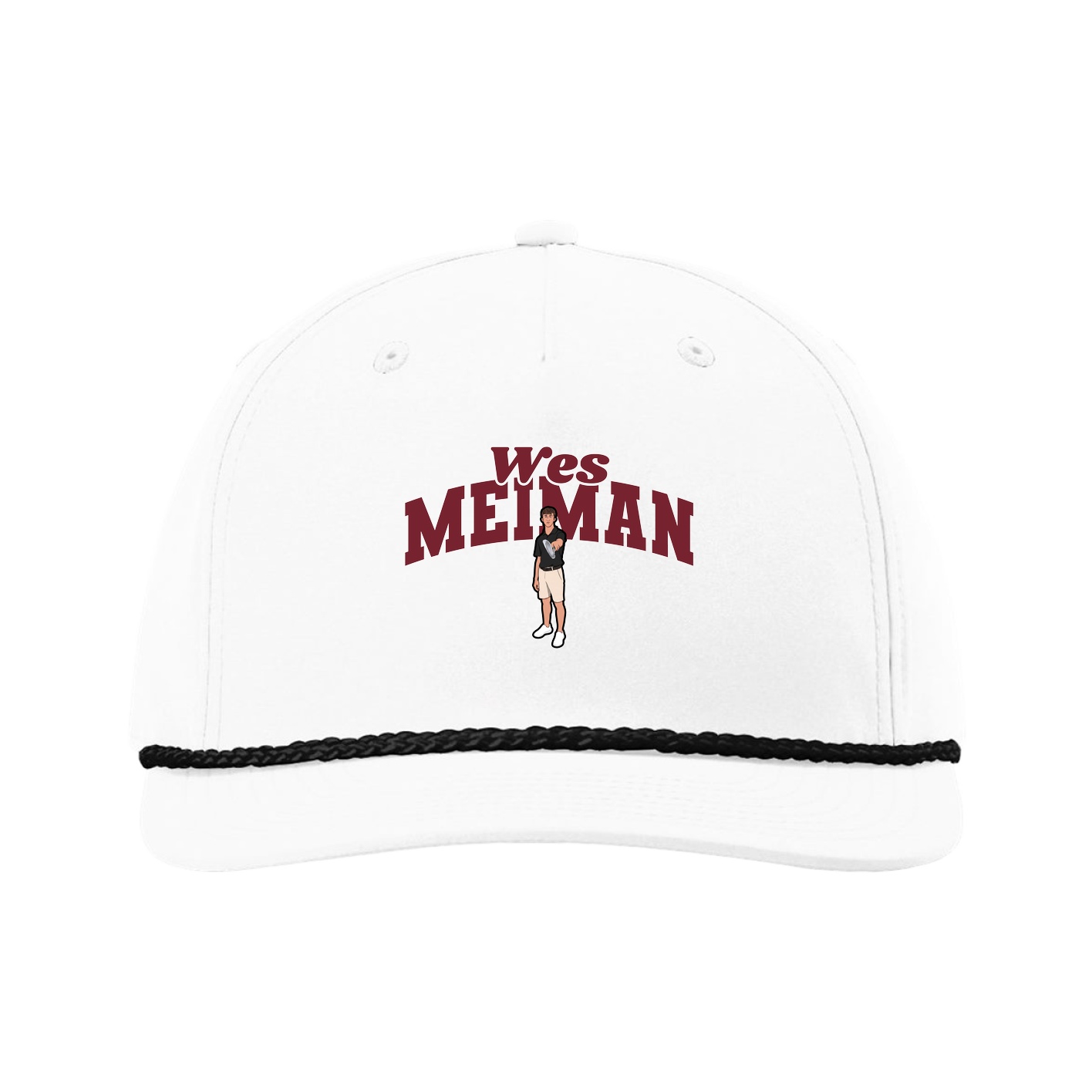 Five-Panel Classic Rope Cap — Signature Arch in White