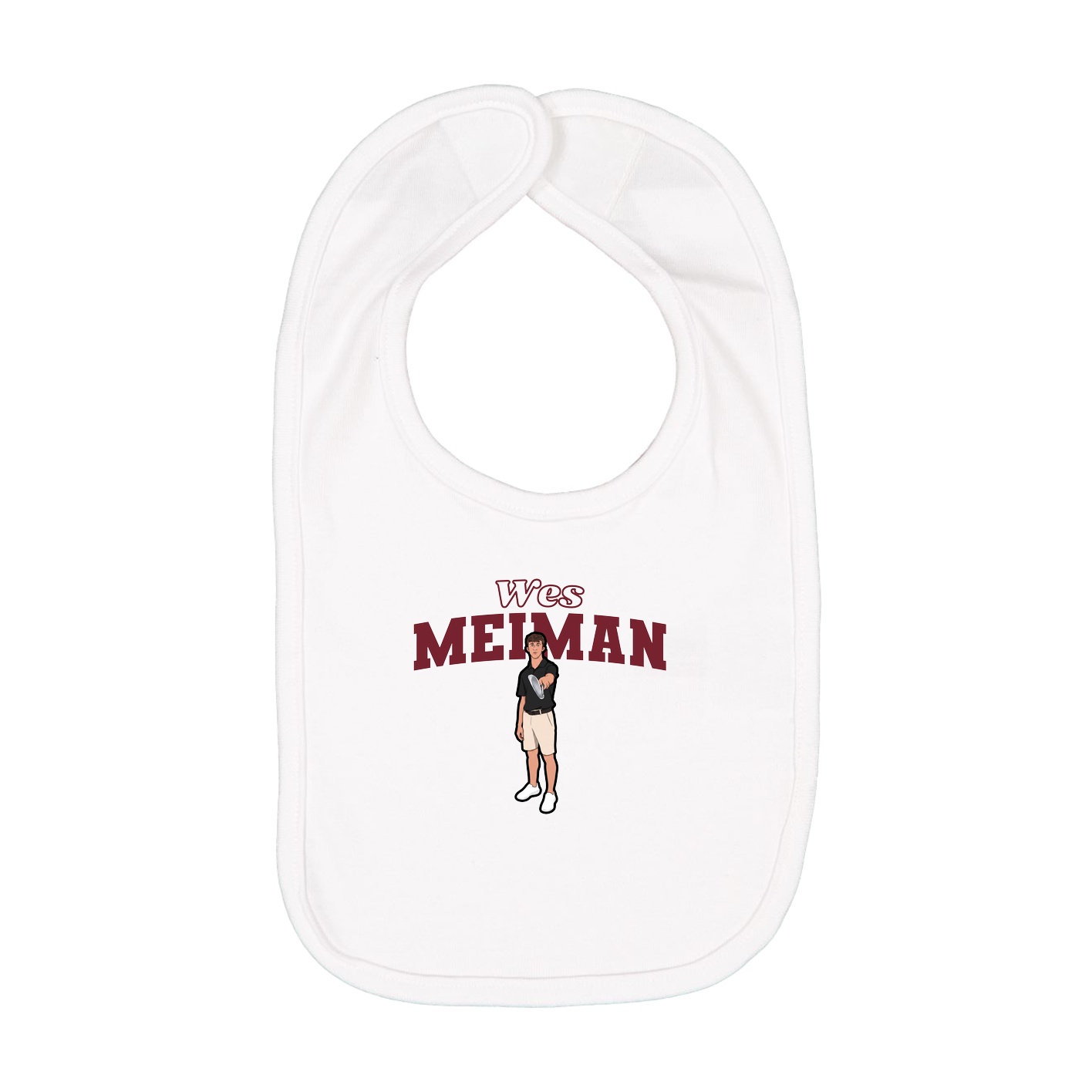Infant Bib — Name Arch in White