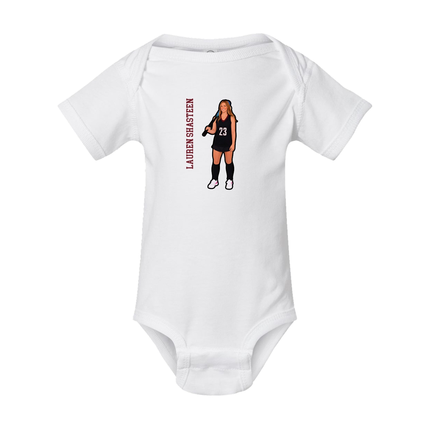 Baby Onesie — Name Vertical in White