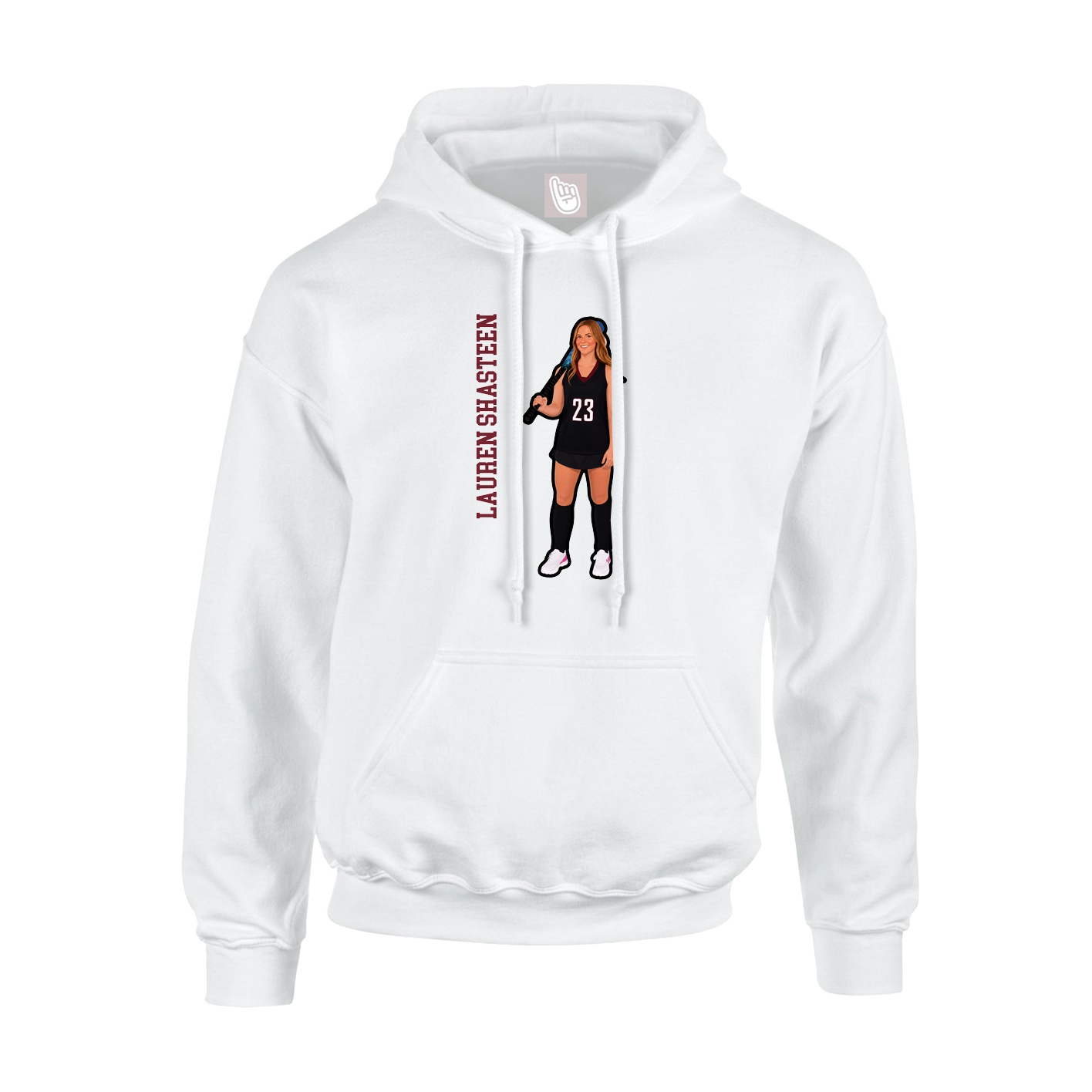 Youth Hoodie — Name Vertical in White