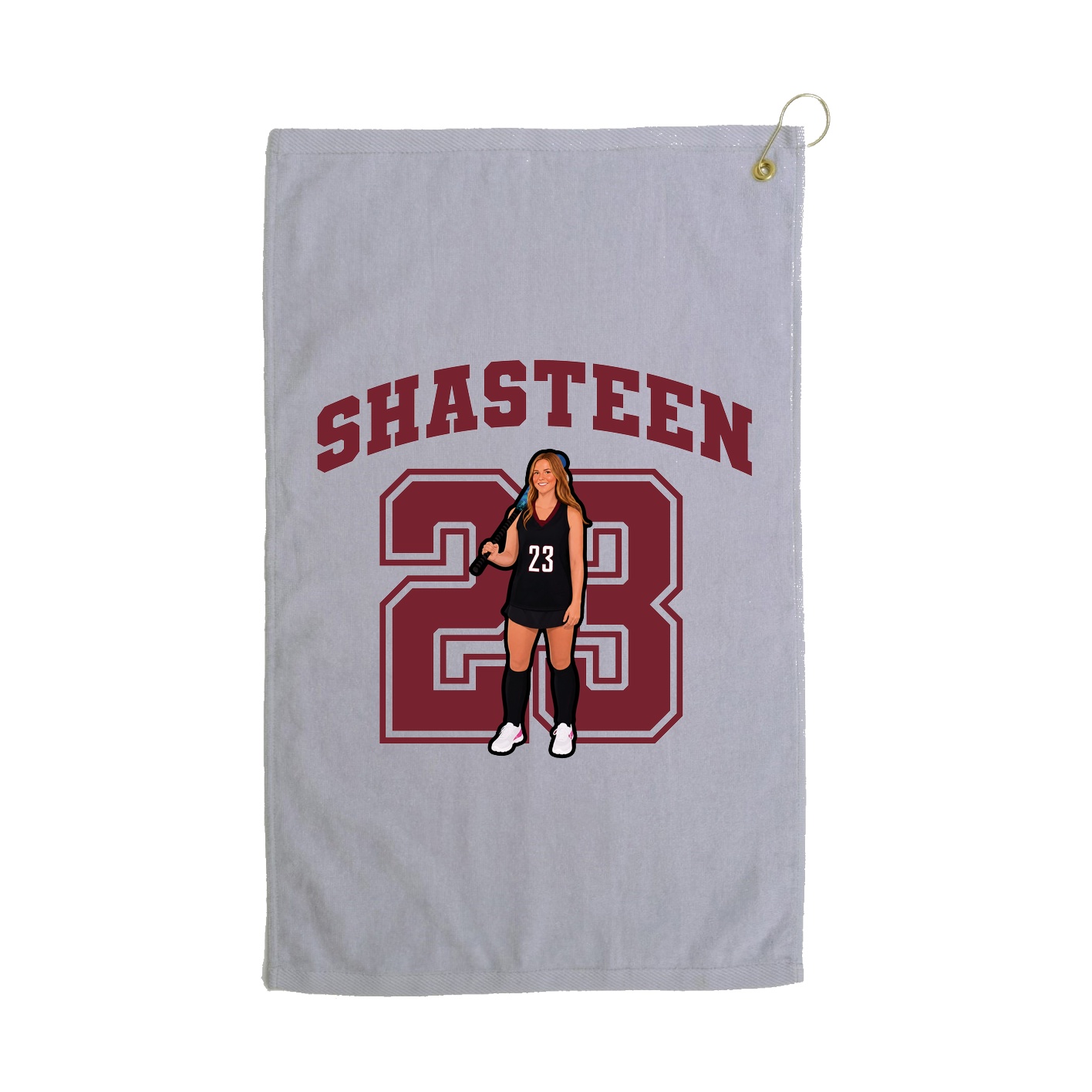 Golf Towel — Number in Grey