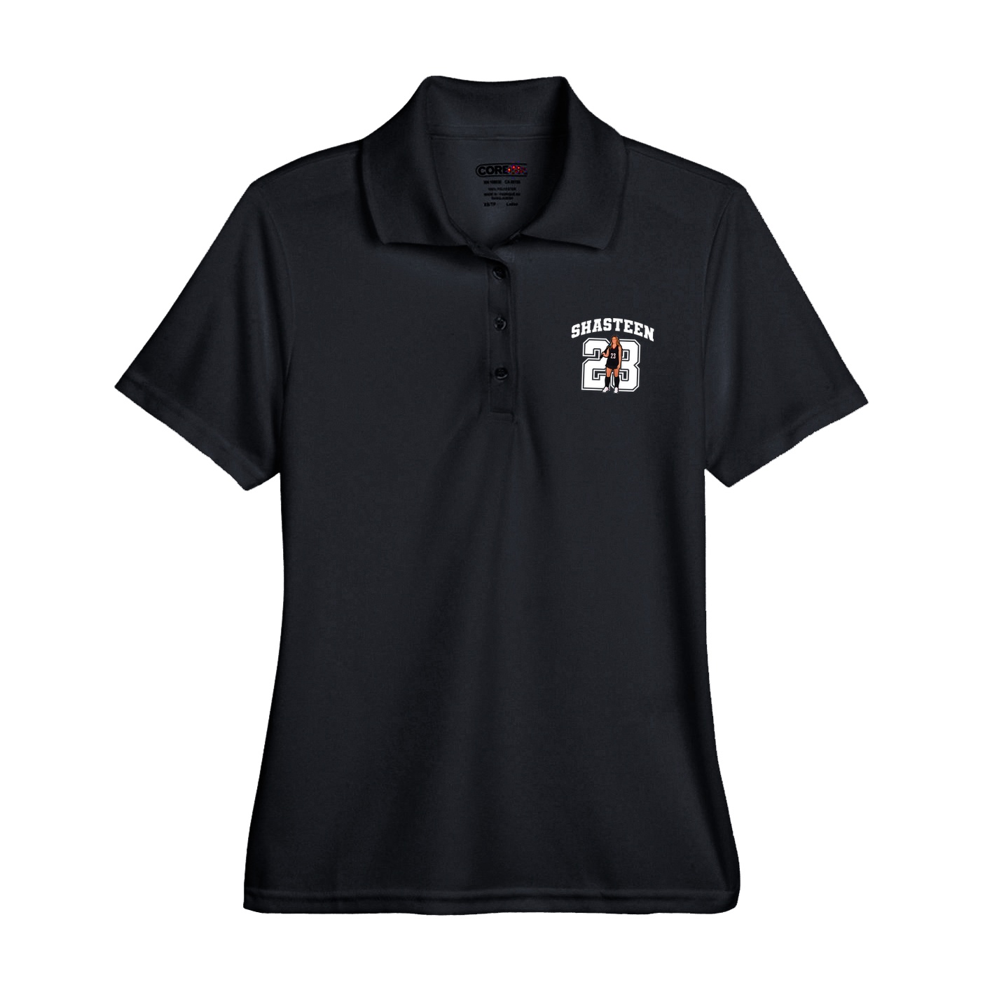 Womens Performance Polo — Number in Black