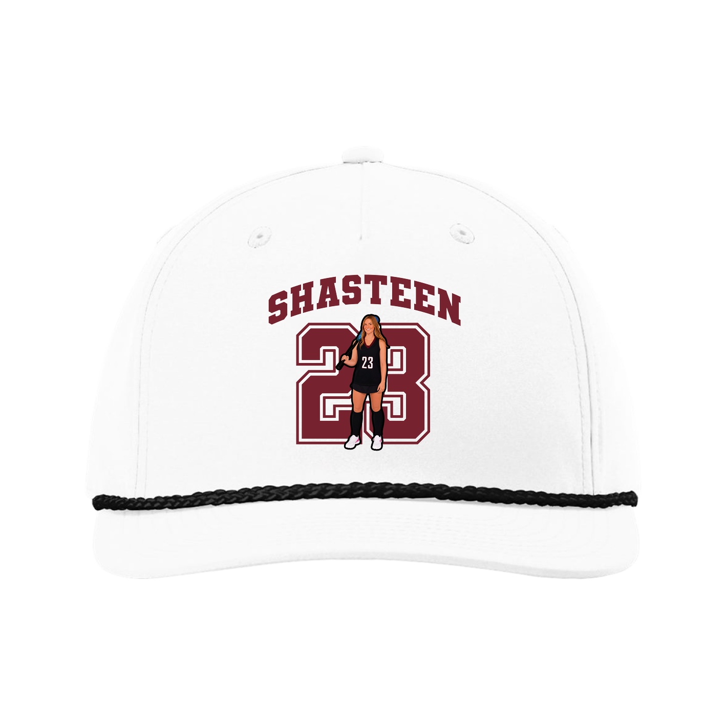 Five-Panel Classic Rope Cap — Number in White