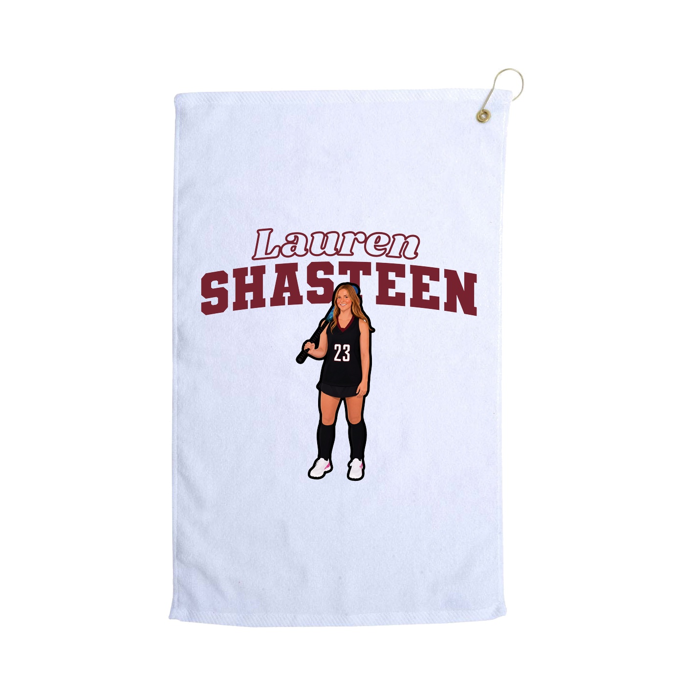 Golf Towel — Name Arch in White