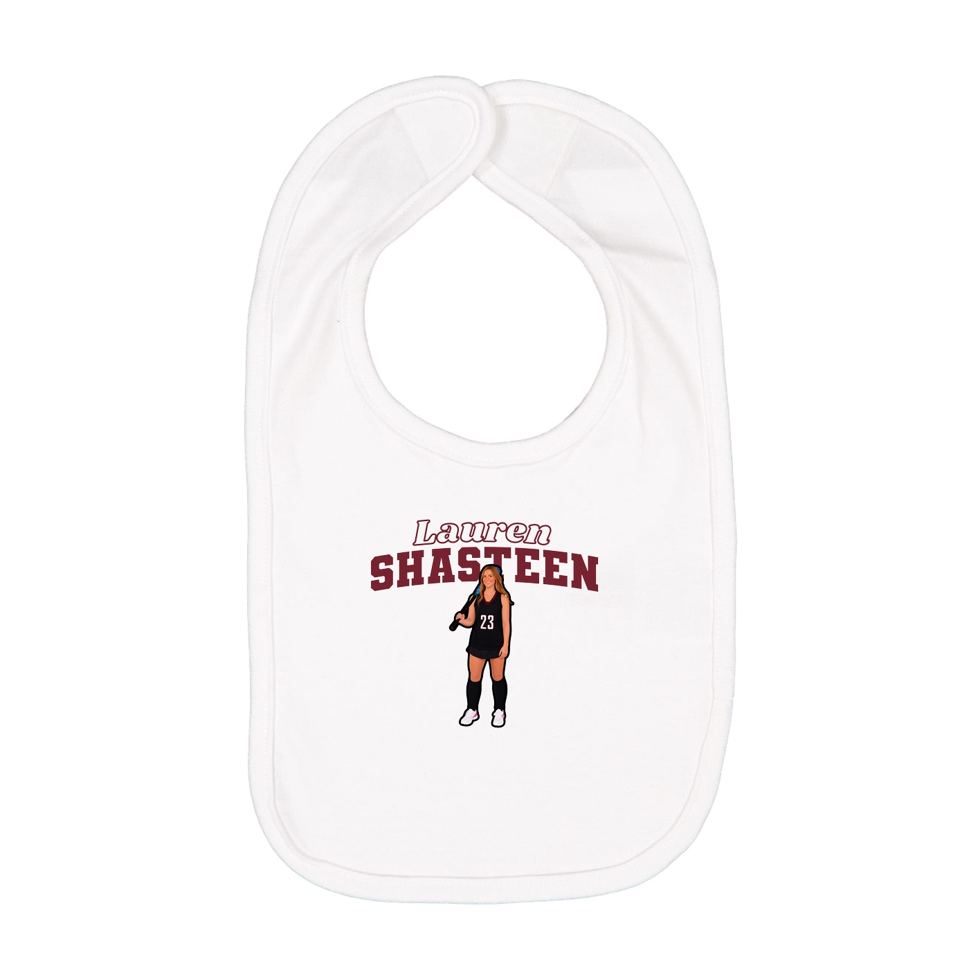 Infant Bib — Name Arch in White