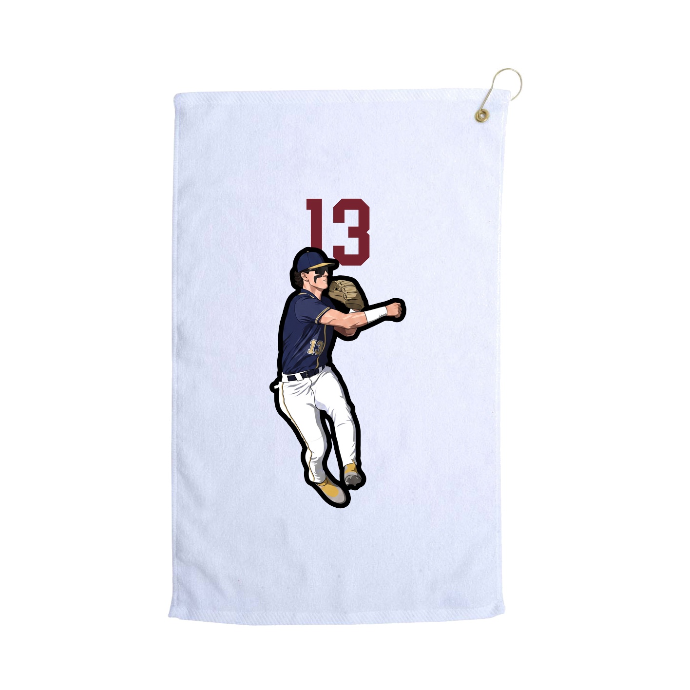 Golf Towel — Number Top in White
