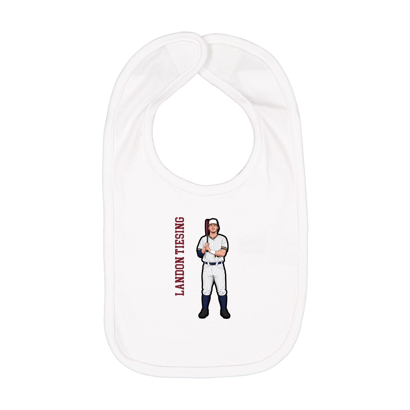 Infant Bib — Name Vertical in White