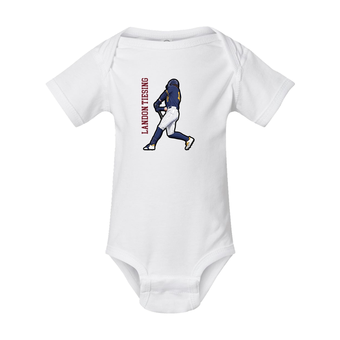 Baby Onesie — Name Vertical in White