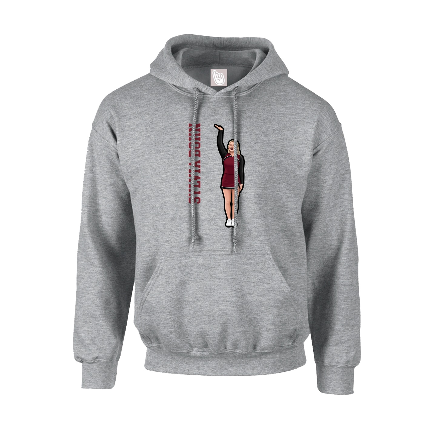Youth Hoodie — Name Vertical in Grey