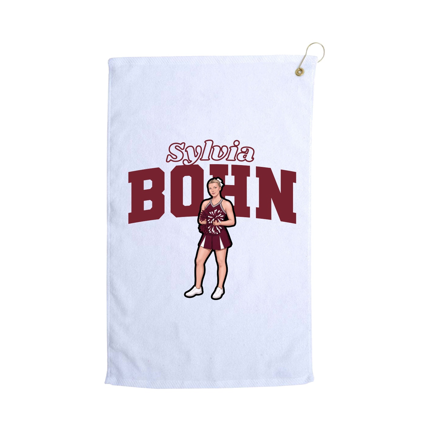 Golf Towel — Name Arch in White