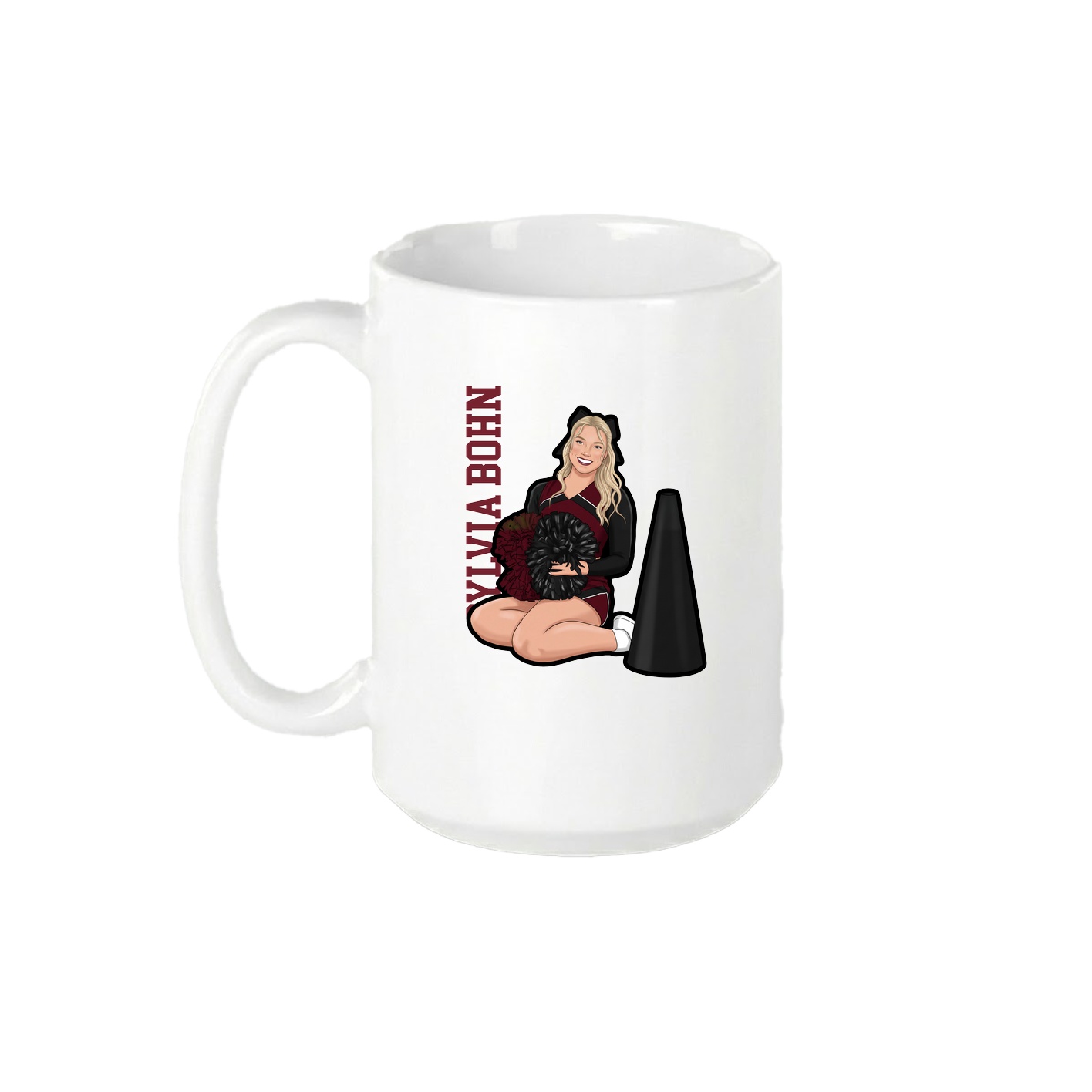 15oz Coffee Mug — Name Vertical in White