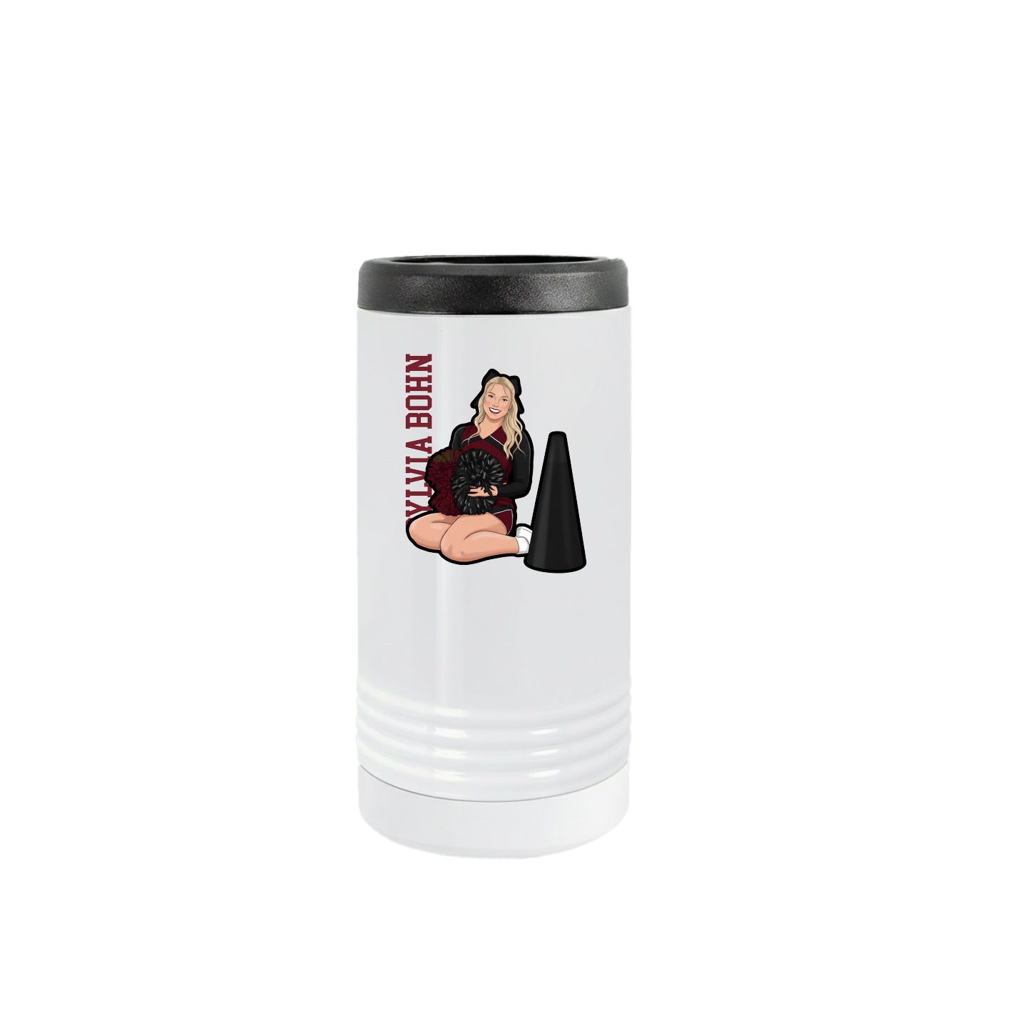 Slim Beverage Holder — Name Vertical in White